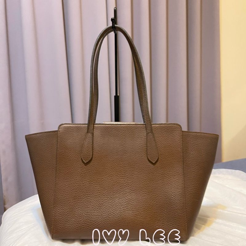 GUCCI 咖啡可可色 牛皮 Swing 托特包 手提包 354408 二手精品 正品-1