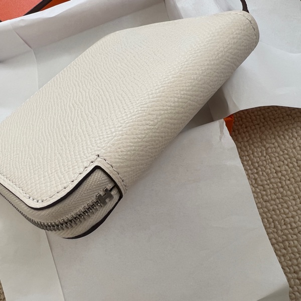 Hermes 愛馬仕 silk in 絲巾 短夾 奶昔白 台灣專櫃 全配 正品-8