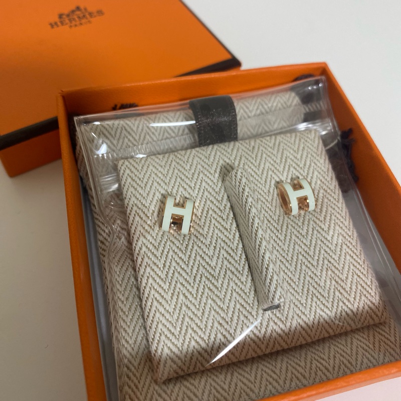 愛馬仕 Mini Pop H耳釘 氣泡綠配玫瑰金-1