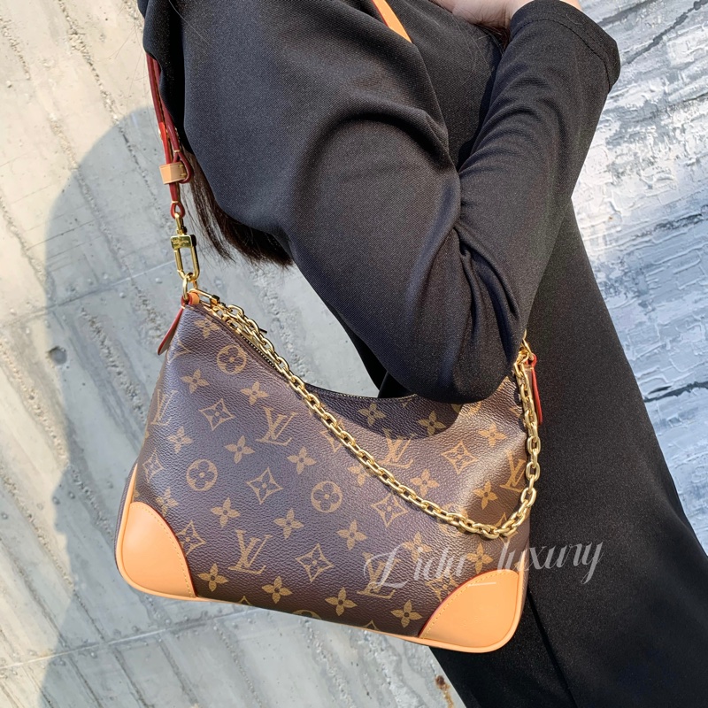 LV 路易威登 LOUIS VUITTON 字紋 BOULOGNE 牛角包 二用包 斜背包-0