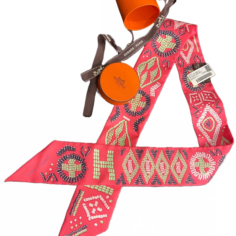 Hermes愛馬仕Twilly真絲絲巾Kelly en perles 珍珠凱莉包-7