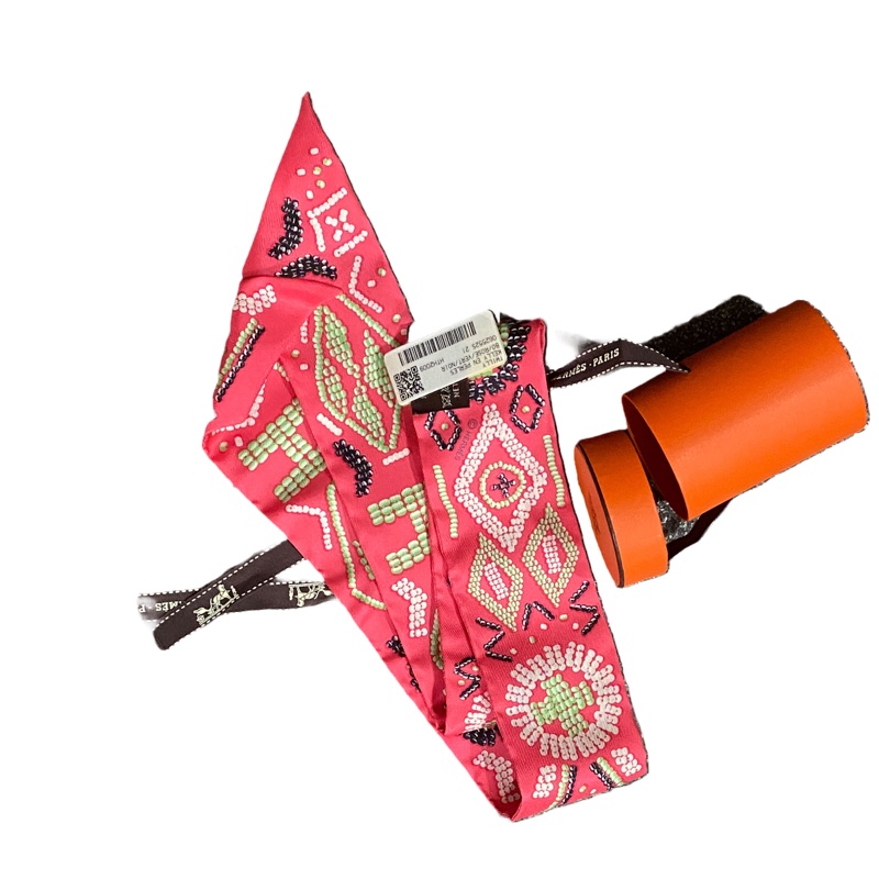 Hermes愛馬仕Twilly真絲絲巾Kelly en perles 珍珠凱莉包-8