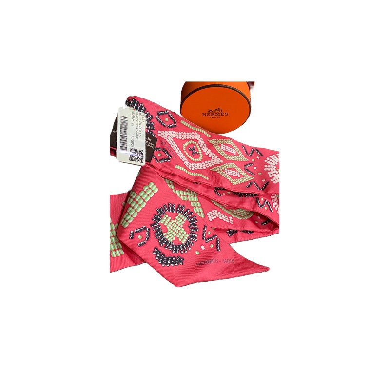 Hermes愛馬仕Twilly真絲絲巾Kelly en perles 珍珠凱莉包-9