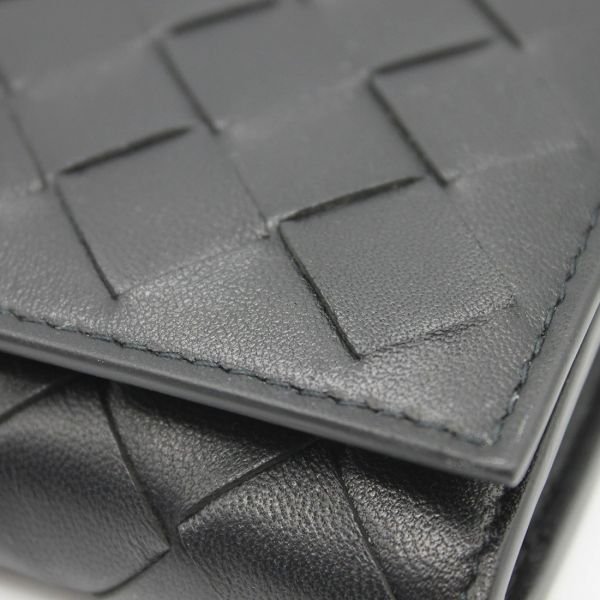 Bottega Veneta 666935 Flap 小羊皮編織翻蓋長夾 黑色-2