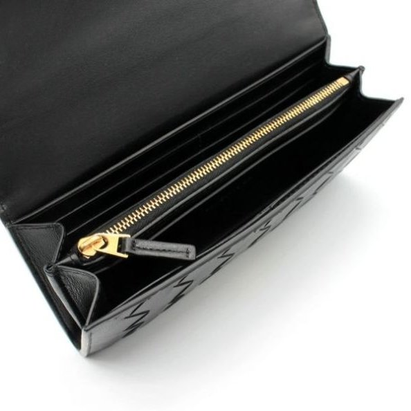 Bottega Veneta 666935 Flap 小羊皮編織翻蓋長夾 黑色-4