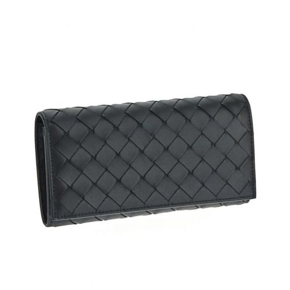 Bottega Veneta 666935 Flap 小羊皮編織翻蓋長夾 黑色-6