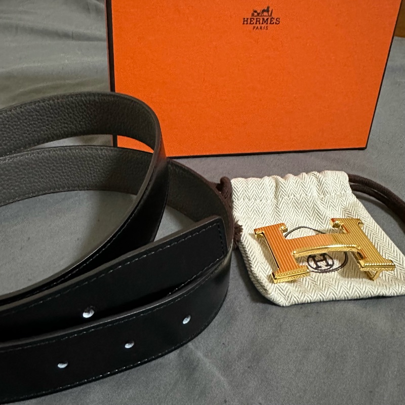 Hermes H STRIE皮帶釦&雙面皮腰帶32 MM-6