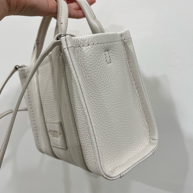 Marc Jacobs mini leather tote bag white-9