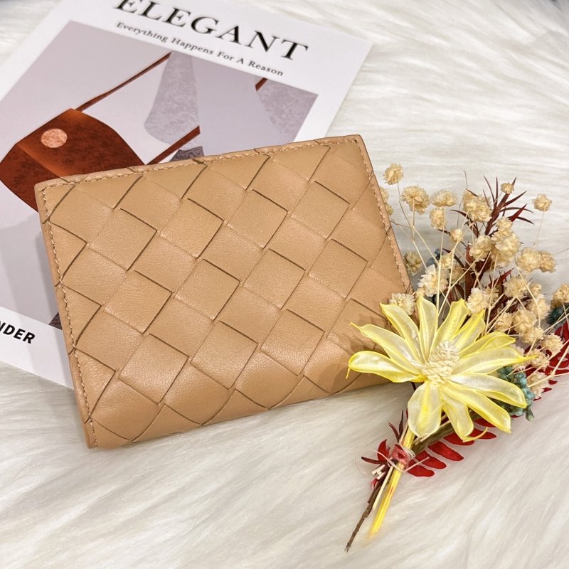 Bottega Veneta BV 駝色 全皮編織 零錢短夾/皮夾-0