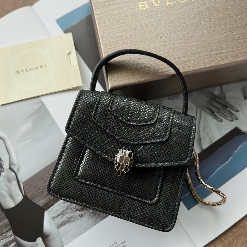 BVLGARI Serpenti Charm 寶格麗經典蛇首水蛇皮迷你包吊飾 掛飾 免運-0