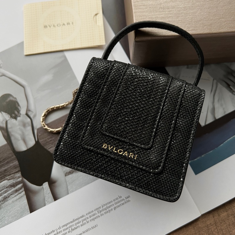 BVLGARI Serpenti Charm 寶格麗經典蛇首水蛇皮迷你包吊飾 掛飾 免運-1