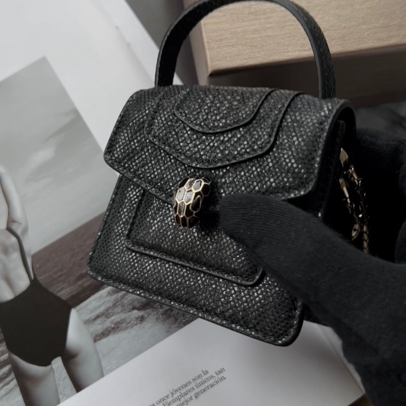 BVLGARI Serpenti Charm 寶格麗經典蛇首水蛇皮迷你包吊飾 掛飾 免運-2