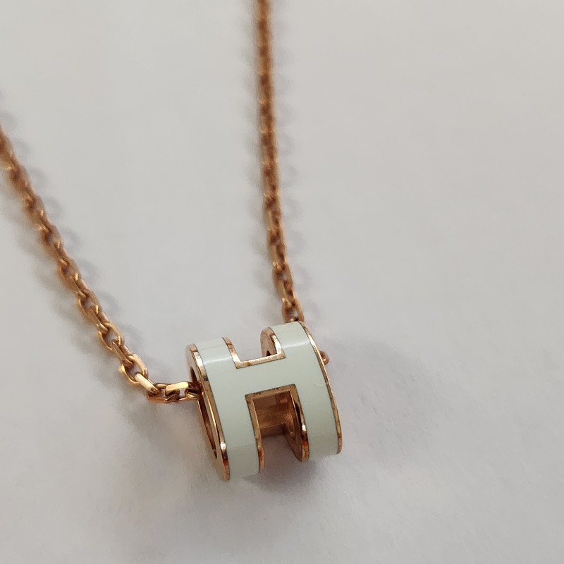 Hermes愛馬仕mini Pop H項鍊/汽泡綠玫瑰金-4