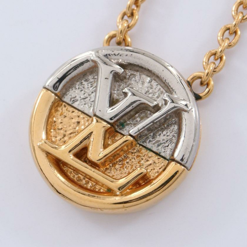 【日本直送】 中古LOUIS VUITTON[B]Collier L to V 項鍊 鍍金 金色 銀色-0
