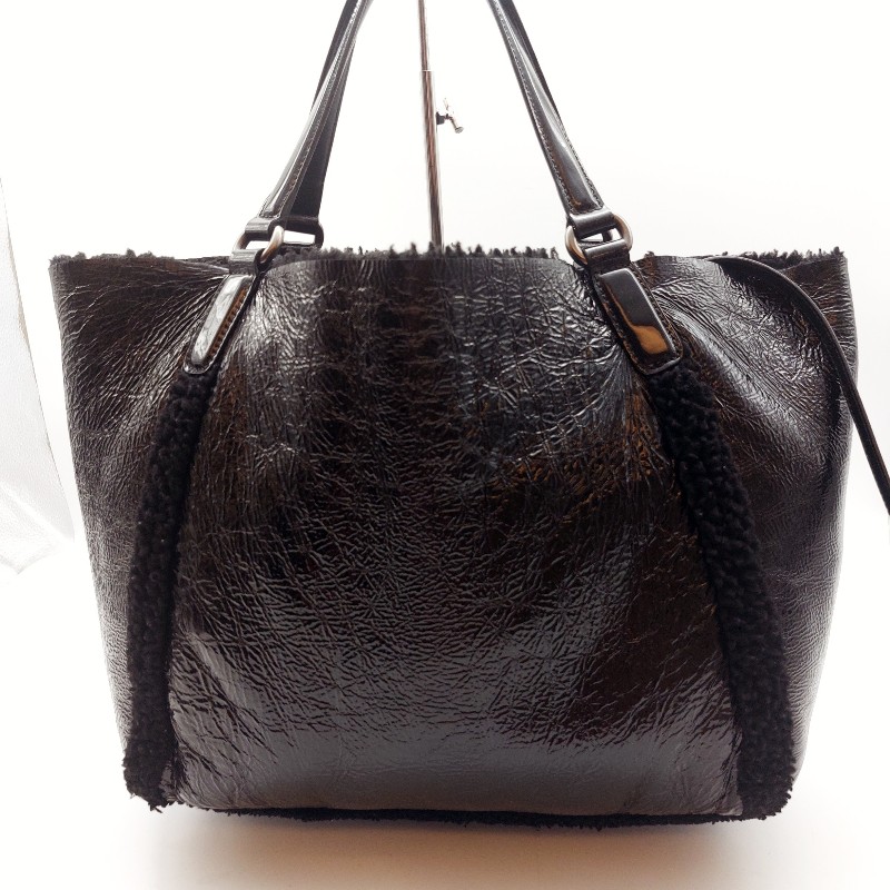 二手 GUCCI 經典 古馳 282309 黑色 漆皮 毛絨 SOHO GG 大雙
 G壓印雙G流蘇單鍊漆皮革肩包
 LOGO 托特包,手提包-15