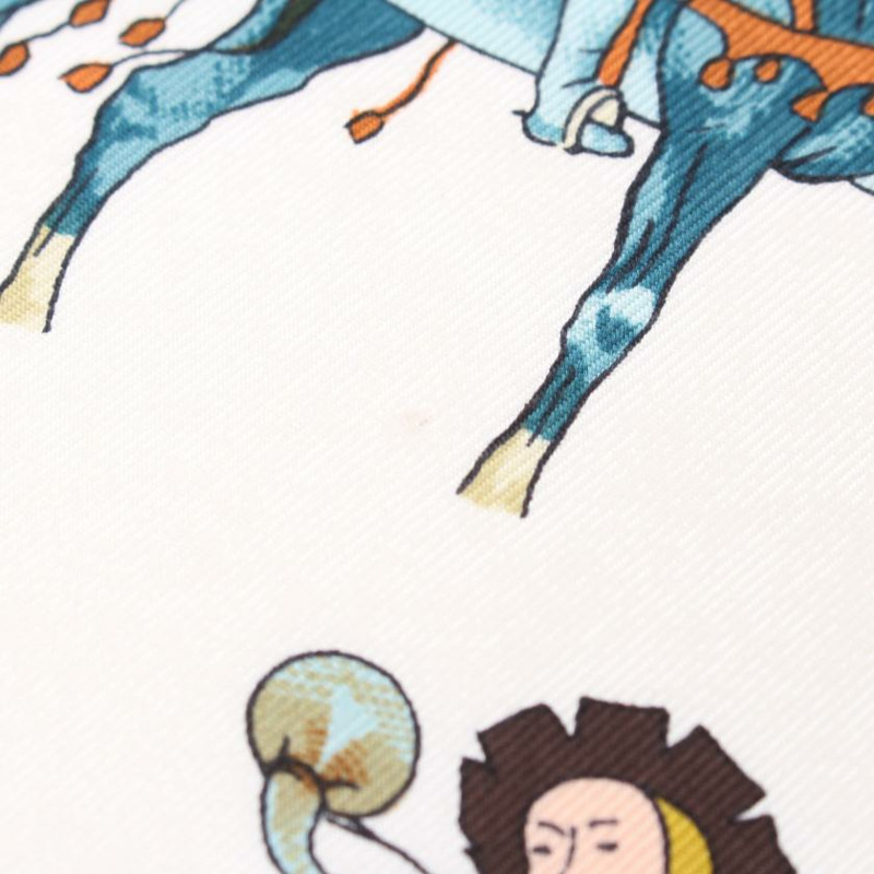 【日本直送】 中古HERMES[AB]方巾90 「L'HIVER」 絲巾 絲 灰綠色 多彩色-3