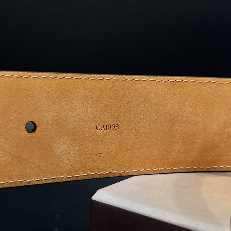 Louis Vuitton LV 老花字紋 圓形金色LOGO 85公分皮帶/腰帶-2