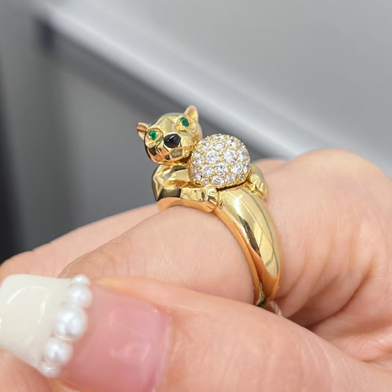 Cartier鑽豹戒指-美洲豹 🐆黃K滿鑽-關穎同款❤️‍🔥稀世珍寶-3