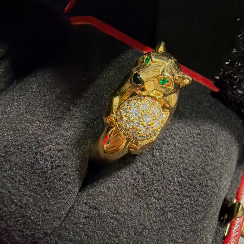 Cartier鑽豹戒指-美洲豹 🐆黃K滿鑽-關穎同款❤️‍🔥稀世珍寶-14