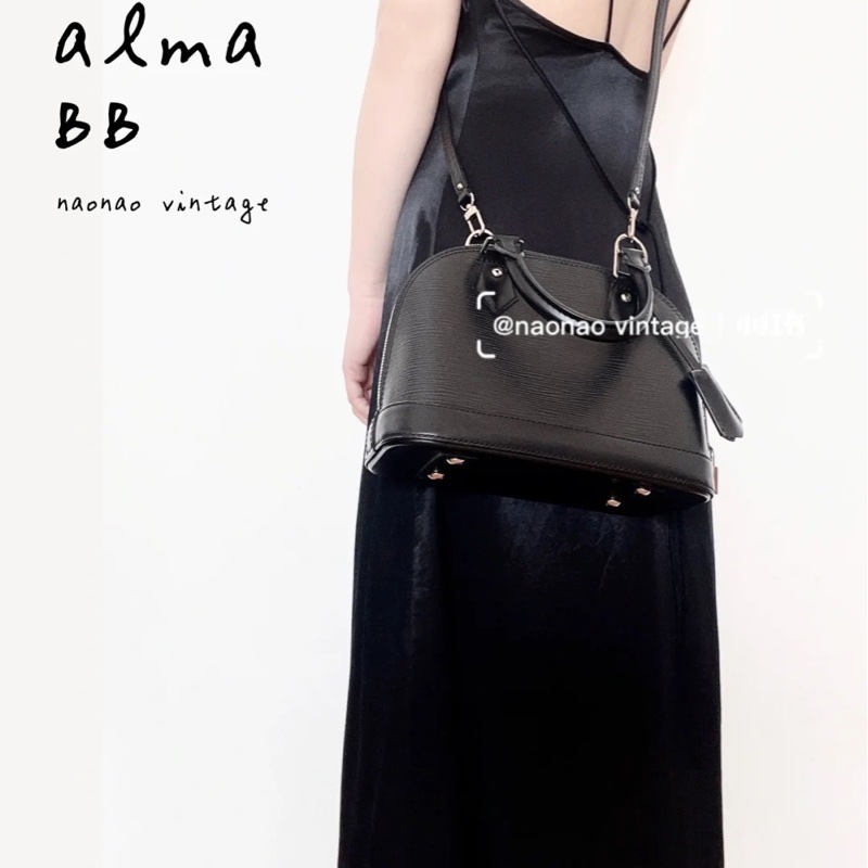 LV M40862 經典 EPI 水波紋ALMA BB手提/斜背艾瑪包(迷你-黑)-2