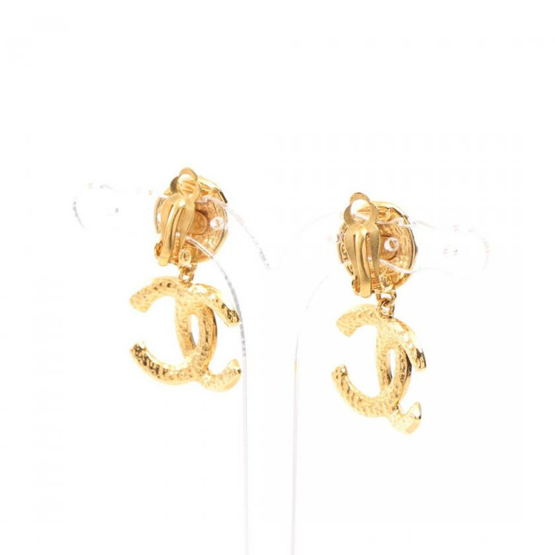 【日本直送】 中古CHANEL[AB]雙C標誌 耳環 GP 金色 搖擺 95A-1