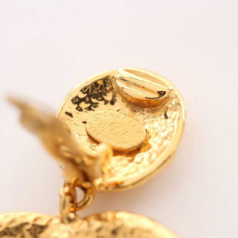 【日本直送】 中古CHANEL[AB]雙C標誌 耳環 GP 金色 搖擺 95A-2