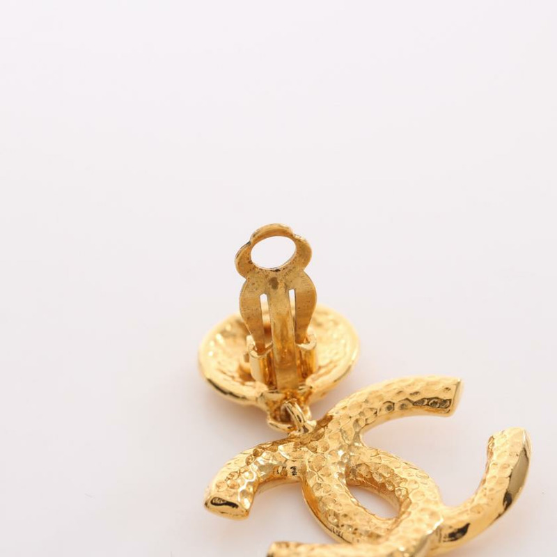 【日本直送】 中古CHANEL[AB]雙C標誌 耳環 GP 金色 搖擺 95A-4