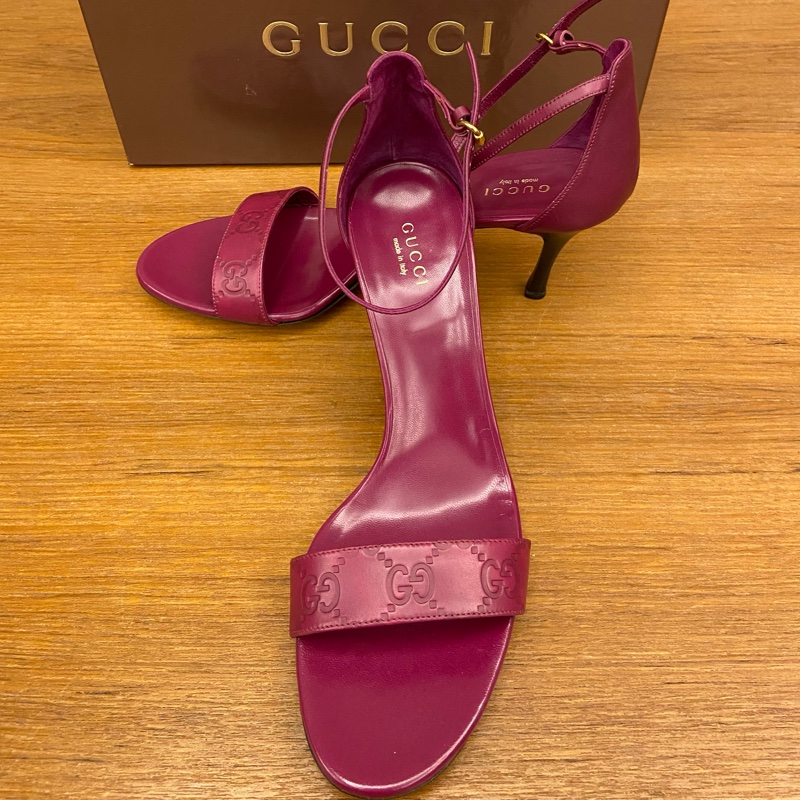 GUCCI雙G LOGO高跟鞋 / 紫羅蘭色-3