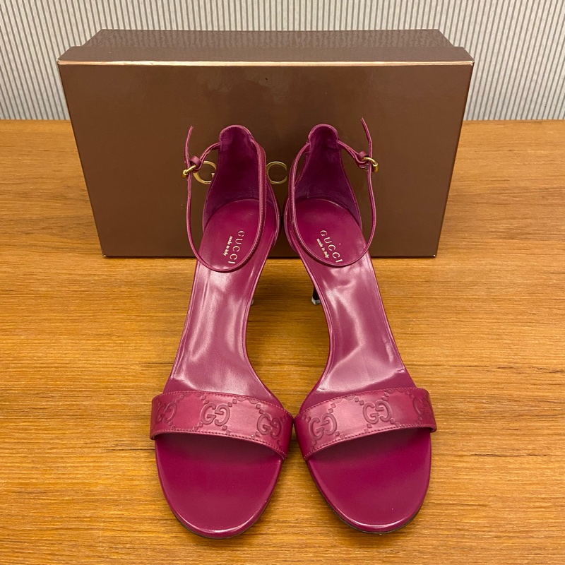 GUCCI雙G LOGO高跟鞋 / 紫羅蘭色-4