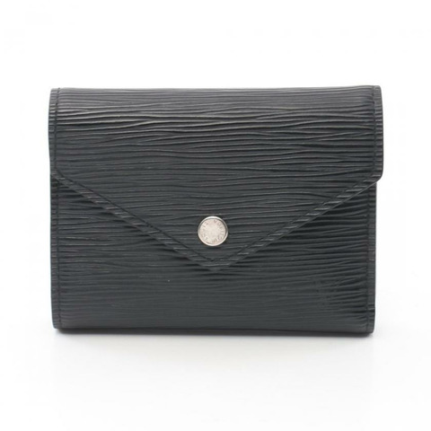 【日本直送】 中古LOUIS VUITTON[B]Portefeuille Victorine 水波紋 三折真皮錢包 黑色
