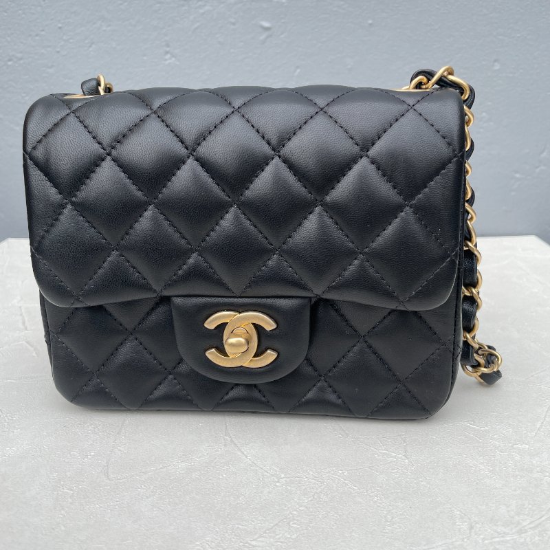 全新 CHANEL 小方胖 方胖子 限量款 霧金色金屬釦 17cm-0