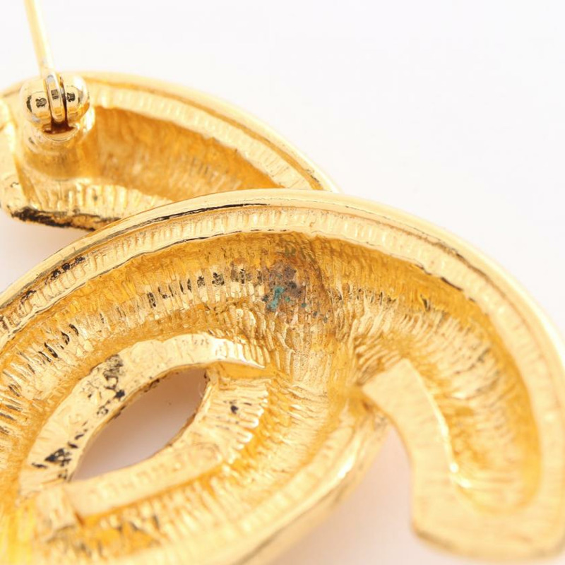 【日本直送】 中古CHANEL[AB]雙C標誌 菱格紋 胸針 鍍金 金色 vintage-4