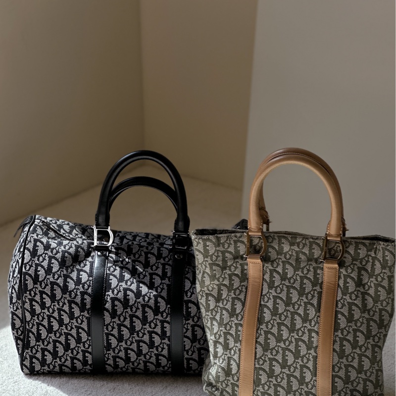 Dior 藍色 老花帆布波士頓包 35cm-0