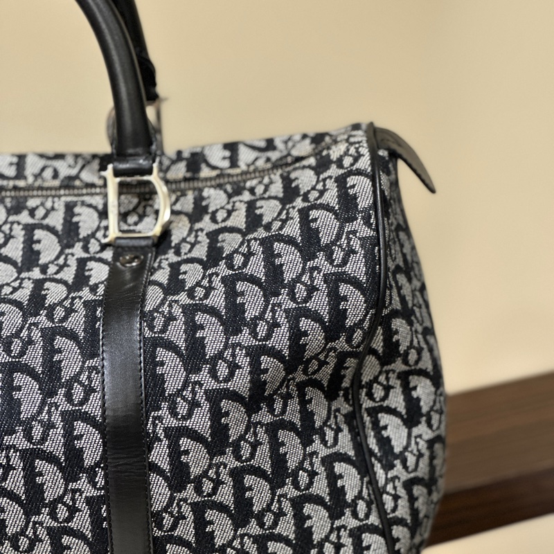 Dior 藍色 老花帆布波士頓包 35cm-2