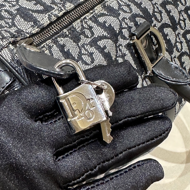 Dior 藍色 老花帆布波士頓包 35cm-15