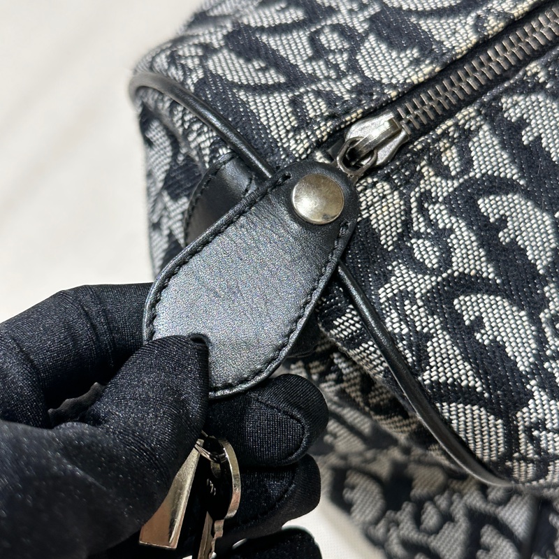 Dior 藍色 老花帆布波士頓包 35cm-16