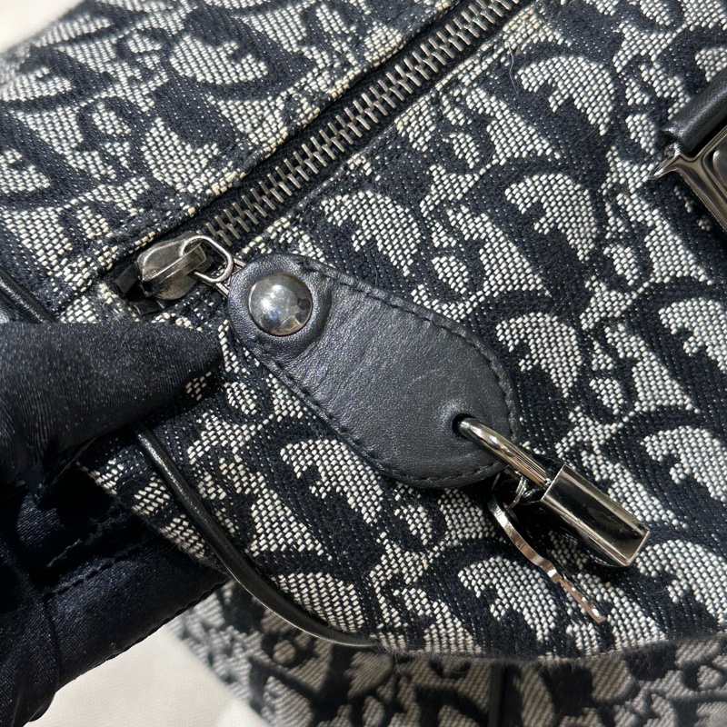 Dior 藍色 老花帆布波士頓包 35cm-17