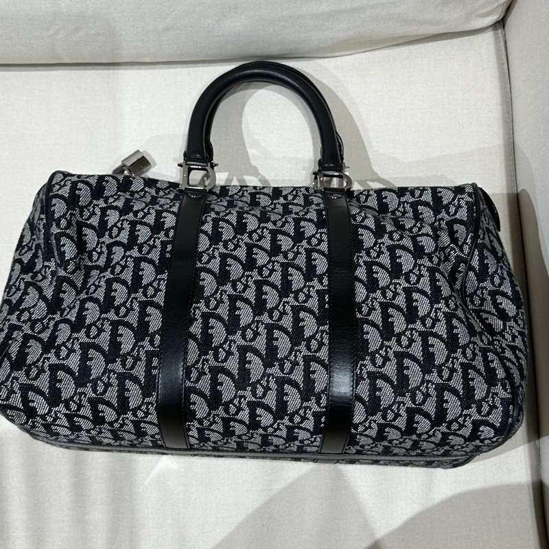 Dior 藍色 老花帆布波士頓包 35cm-21