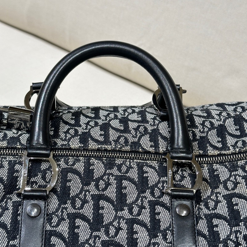 Dior 藍色 老花帆布波士頓包 35cm-24