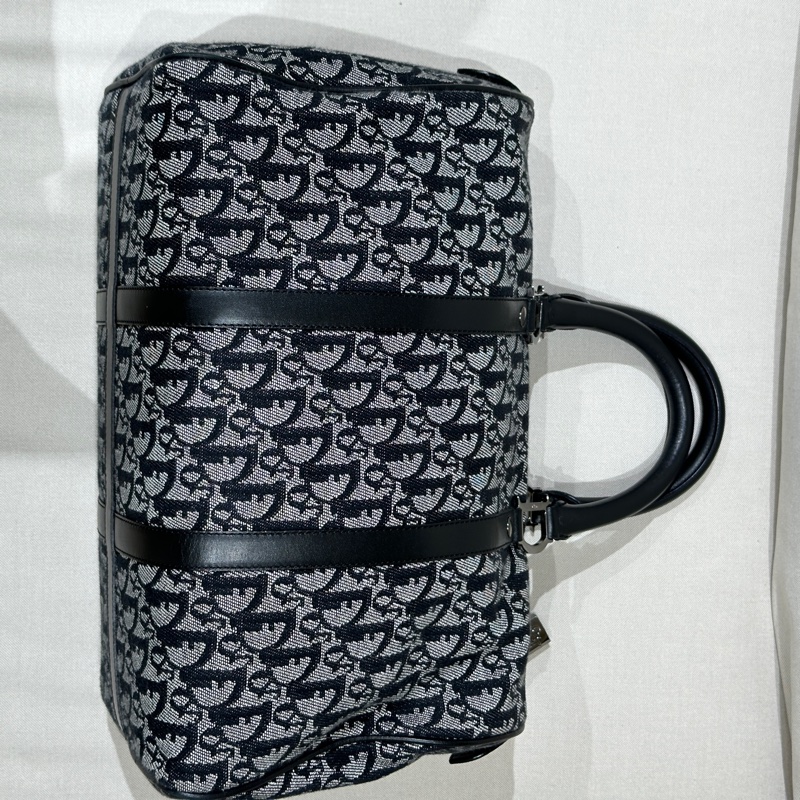 Dior 藍色 老花帆布波士頓包 35cm-26