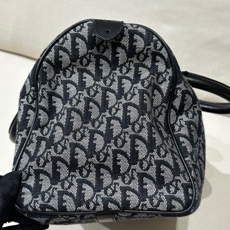 Dior 藍色 老花帆布波士頓包 35cm-27