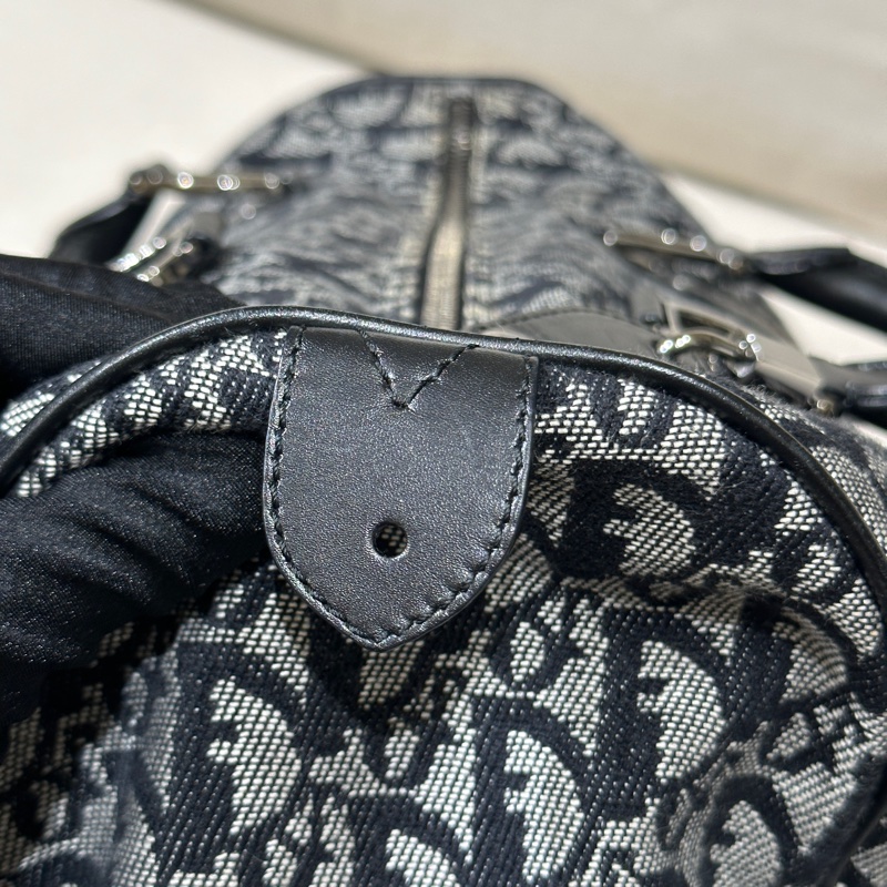 Dior 藍色 老花帆布波士頓包 35cm-28