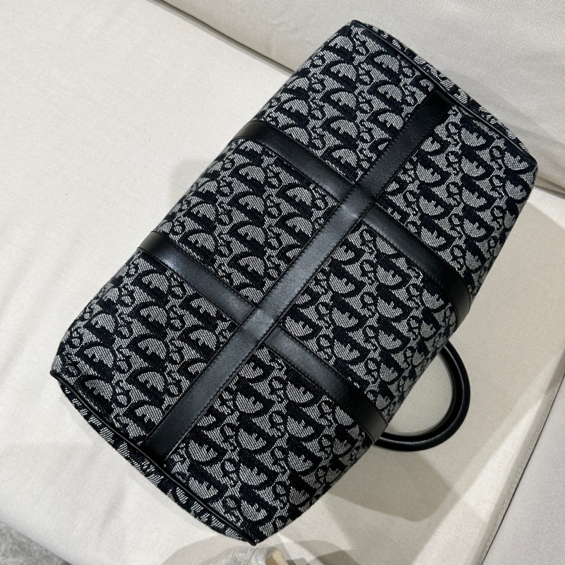 Dior 藍色 老花帆布波士頓包 35cm-35