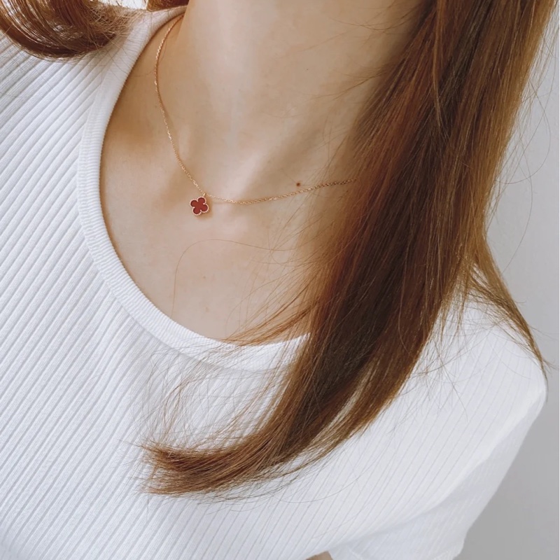 Van Cleef&Arpels VCA專櫃正品 紅玉髓迷你sweet Alhambra項鍊-0