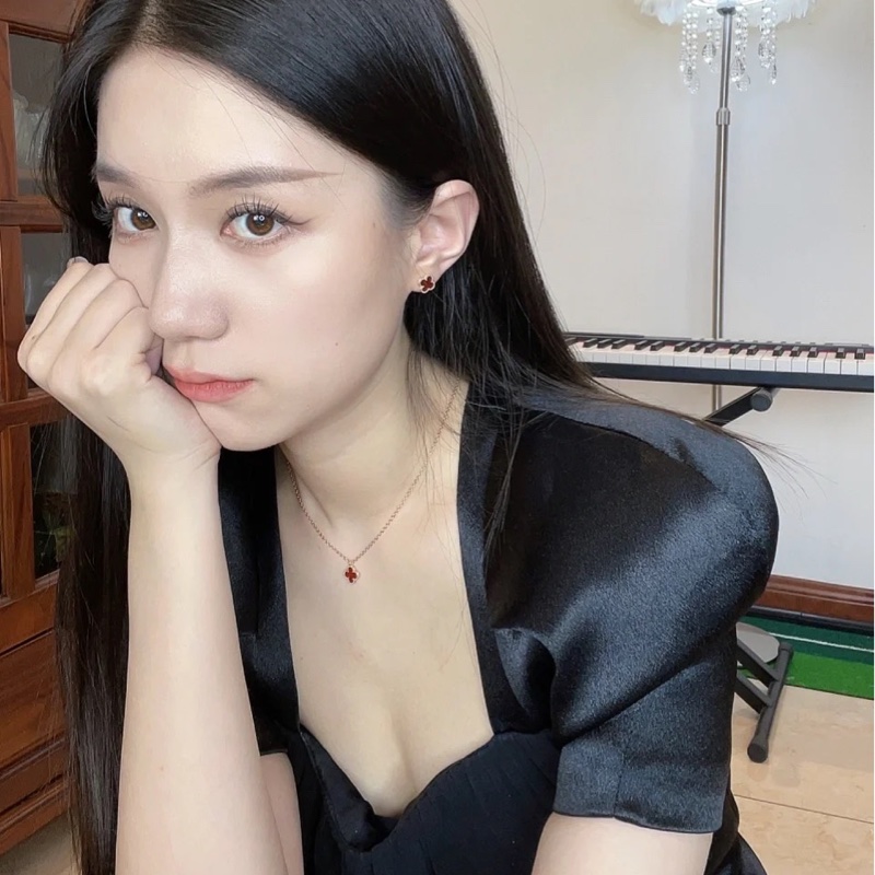 Van Cleef&Arpels VCA專櫃正品 紅玉髓迷你sweet Alhambra項鍊-1