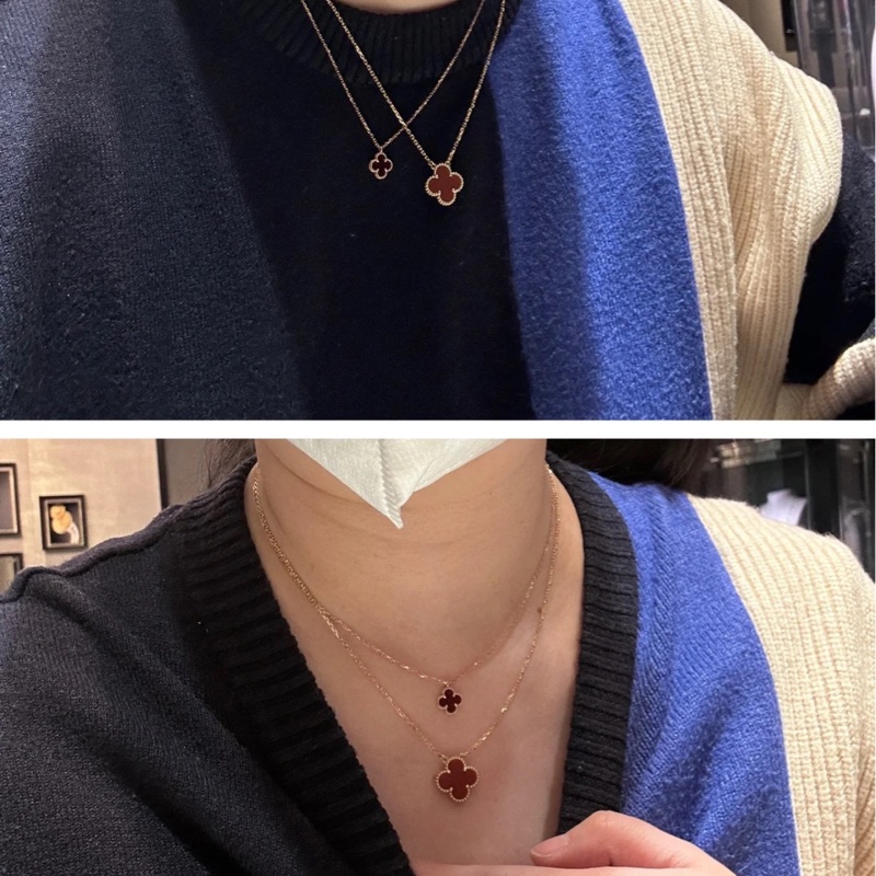 Van Cleef&Arpels VCA專櫃正品 紅玉髓迷你sweet Alhambra項鍊-3