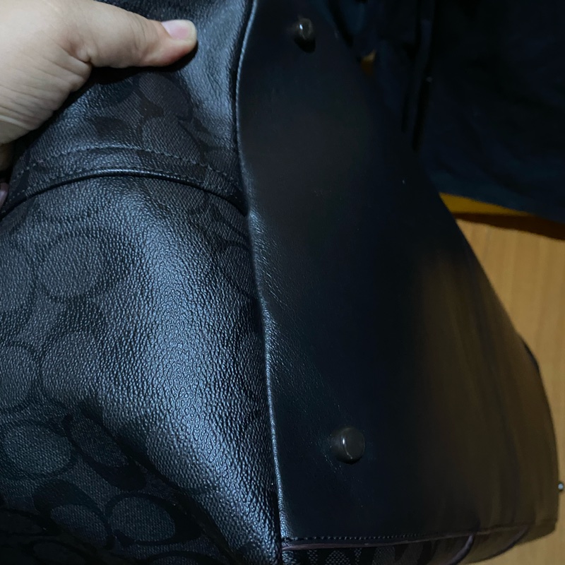 Coach黑色50cm滿版logo行李袋-3