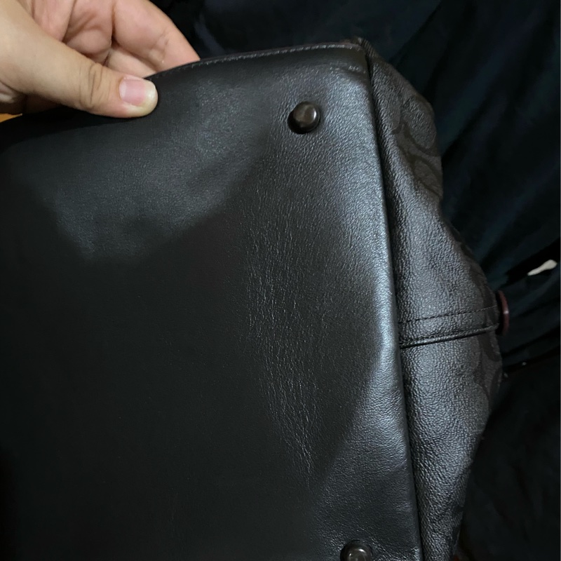 Coach黑色50cm滿版logo行李袋-13