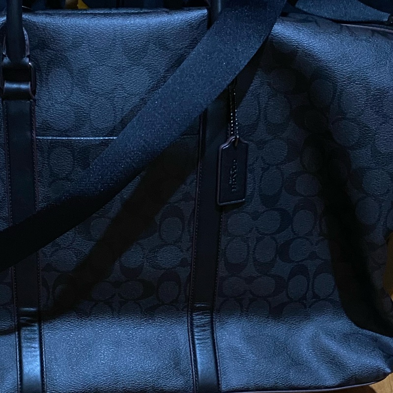 Coach黑色50cm滿版logo行李袋-17