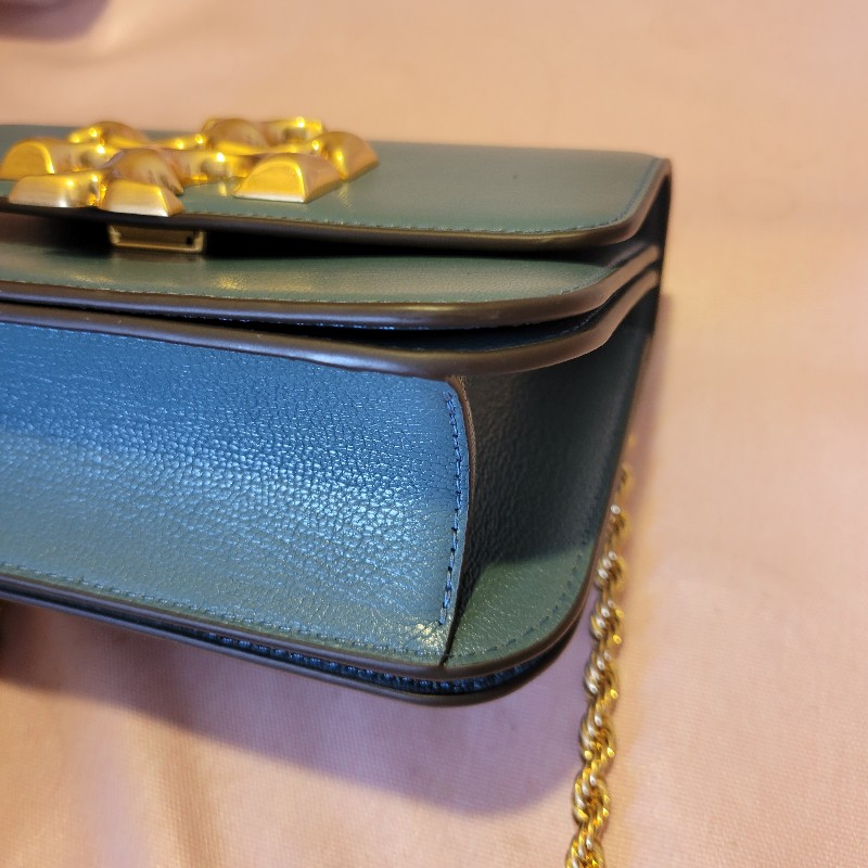 TORY BURCH Eleanor 專櫃款金磚灰藍色-13